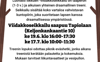 Luovasti liikkuen -viidakkoseikkailu ke 19.6. klo 16 & ke 17.7. klo 10